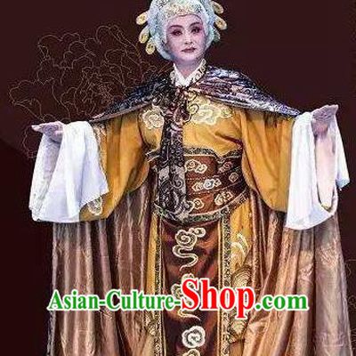 Traditional Chinese Henan Opera Seven Swords Old Female Costumes Dowager Countess She Saihua Dress and Headwear for Women