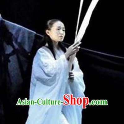the Twenty Four Solar Terms Traditional Chinese Classical Dance White Dress and Headwear for Women