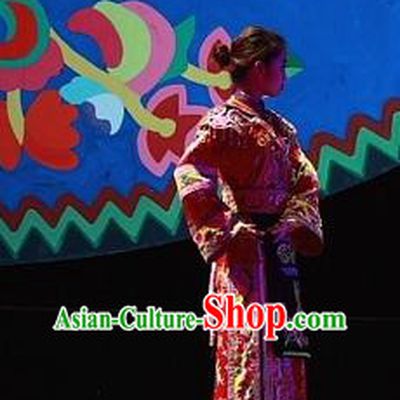 Phoenix Flying Qiang Dance Traditional Chinese Qiang Ethnic Minority Dance Bride Red Dress and Headwear for Women