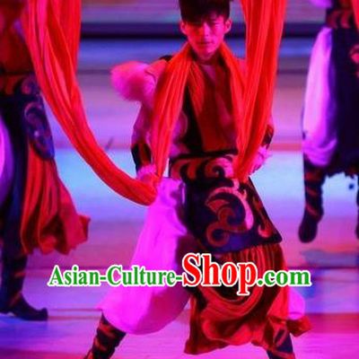 Phoenix Flying Qiang Dance Traditional Chinese Qiang Ethnic Minority Dance Costumes and Headwear for Men