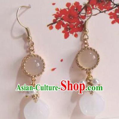 Traditional Chinese Classical Chalcedony Earrings Hanfu Jewelry Accessories for Women