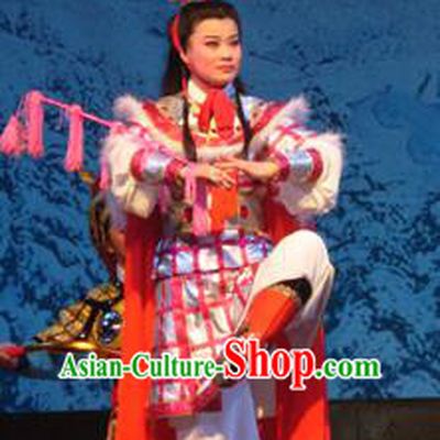 Bai Tu Ji Traditional Chinese Shaoxing Opera Takefu Stage Performance Costumes and Headwear for Men