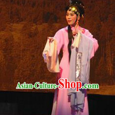Bai Tu Ji Traditional Chinese Shaoxing Opera Diva Pink Costume and Headwear for Women