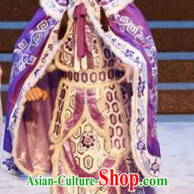 Bai Tu Ji Traditional Chinese Shaoxing Opera Takefu Stage Performance Purple Costumes and Headwear for Men