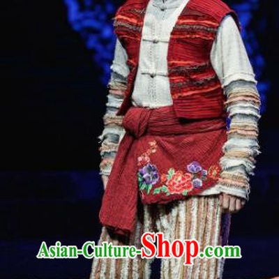 Flowers and Trumpeter Traditional Chinese Hui Nationality Stage Performance Costumes and Headwear for Men