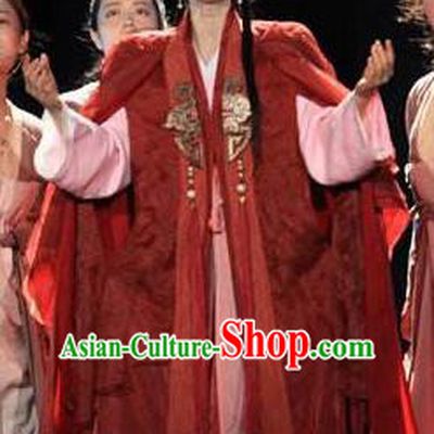 The Book of Songs Cai Wei Traditional Chinese Classical Dance Red Dress Stage Show Costume and Headdress for Women