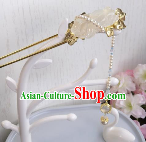Traditional Chinese Classical Jade Tassel Hairpins Ancient Hanfu Hair Accessories for Women Traditional Chinese Classical Jade Tassel Hairpins Ancient Hanfu Hair Accessories for Women