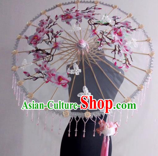 Traditional Chinese Classical Embroidered Flowers Umbrella Ancient Hanfu Tassel Umbrellas for Women Traditional Chinese Classical Embroidered Flowers Umbrella Ancient Hanfu Tassel Umbrellas for Women