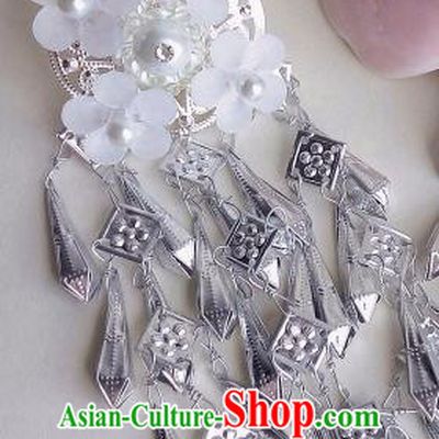 Traditional Chinese Classical White Flowers Tassel Hairpins Ancient Hanfu Hair Accessories for Women