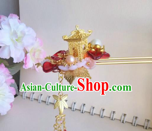 Traditional Chinese Classical Golden Palace Hairpins Ancient Hanfu Hair Accessories for Women Traditional Chinese Classical Golden Palace Hairpins Ancient Hanfu Hair Accessories for Women