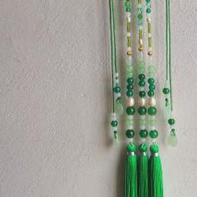 Traditional Chinese Classical Green Tassel Jade Waist Pendant Hanfu Brooch Accessories for Women