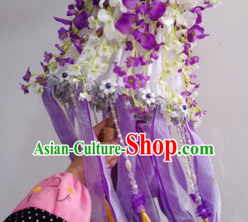 Traditional Chinese Classical Wisteria Umbrella Ancient Hanfu Tassel Umbrellas for Women Traditional Chinese Classical Wisteria Umbrella Ancient Hanfu Tassel Umbrellas for Women
