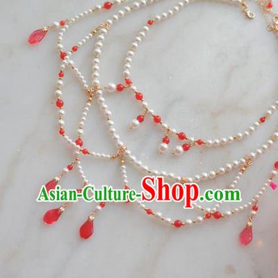 Traditional Chinese Hanfu Pearls Necklace Ancient Princess Jewelry Accessories for Women
