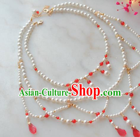 Traditional Chinese Hanfu Pearls Necklace Ancient Princess Jewelry Accessories for Women Traditional Chinese Hanfu Pearls Necklace Ancient Princess Jewelry Accessories for Women