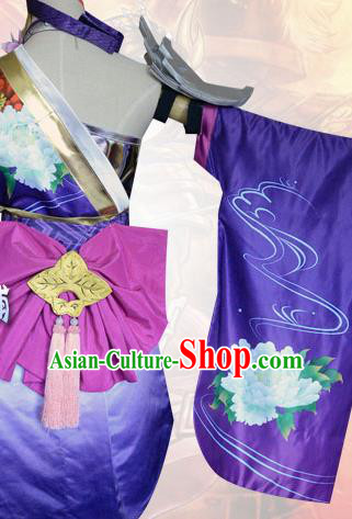 Traditional Japanese Cosplay Geisha Purple Dress Ancient Heroine Costume for Women Traditional Japanese Cosplay Geisha Purple Dress Ancient Heroine Costume for Women