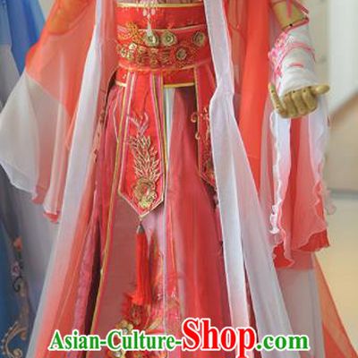 Chinese Cosplay Tang Dynasty Princess Red Dress Ancient Female Swordsman Heroine Costume for Women