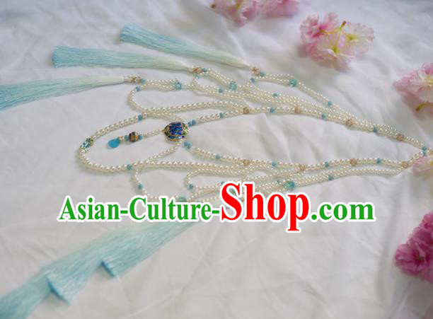 Traditional Chinese Hanfu Blue Tassel Belts Ancient Princess Waist Accessories for Women Traditional Chinese Hanfu Blue Tassel Belts Ancient Princess Waist Accessories for Women