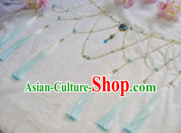 Traditional Chinese Hanfu Blue Tassel Belts Ancient Princess Waist Accessories for Women Traditional Chinese Hanfu Blue Tassel Belts Ancient Princess Waist Accessories for Women