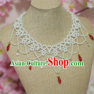 Traditional Chinese Hanfu Pearls Necklace Ancient Princess Necklet Accessories for Women