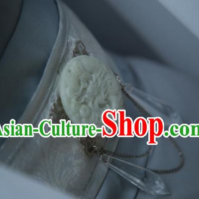 Traditional Chinese Cosplay Swordsman Waist Accessories Ancient Nobility Childe Jade Belt for Men