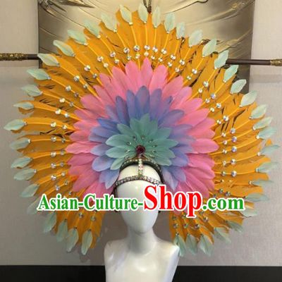 Top Halloween Deluxe Orange Feather Hat Brazilian Carnival Samba Dance Hair Accessories for Women
