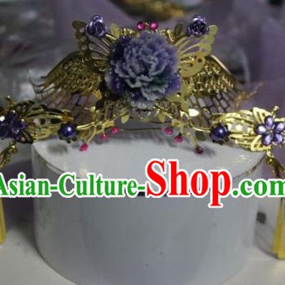 Traditional Chinese Cosplay Princess Hairpins Ancient Bride Phoenix Coronet Hair Accessories for Women