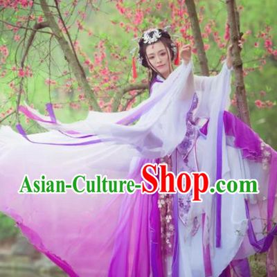 Chinese Tang Dynasty Female Swordsman Purple Dress Ancient Princess Peri Costume for Women