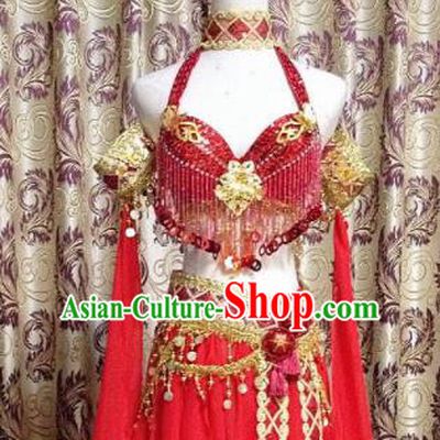 Chinese Tang Dynasty Classical Dance Red Dress Ancient Princess Peri Costume for Women