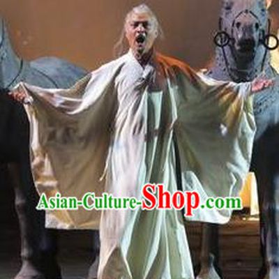 Chinese Drama Shang Yang White Clothing Stage Performance Dance Costume for Men