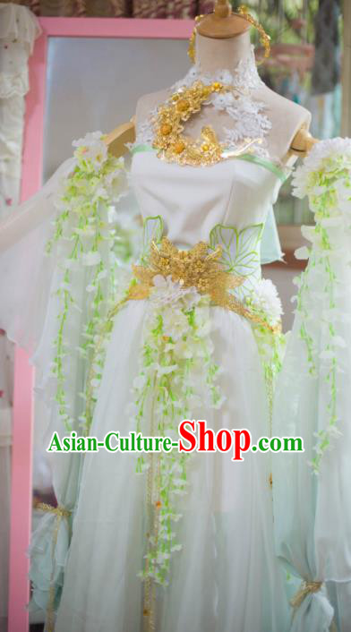 Chinese Flying Apsaras Dance White Dress Ancient Princess Peri Costume for Women Chinese Flying Apsaras Dance White Dress Ancient Princess Peri Costume for Women