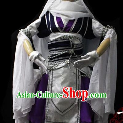 Chinese Cosplay Fairy Princess Purple Short Dress Ancient Female Swordsman Knight Costume for Women
