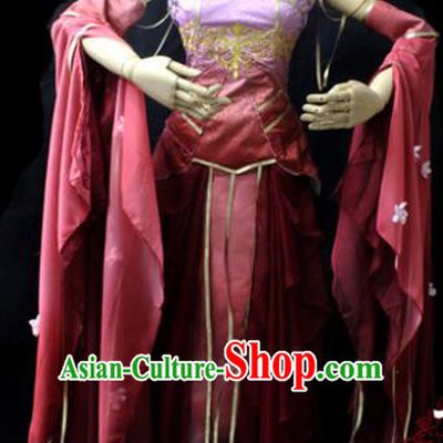 Chinese Cosplay Fairy Princess Wine Red Dress Ancient Female Swordsman Knight Costume for Women