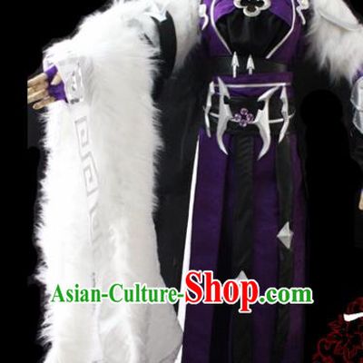 Chinese Cosplay Fairy Princess Purple Dress Ancient Female Swordsman Knight Costume for Women