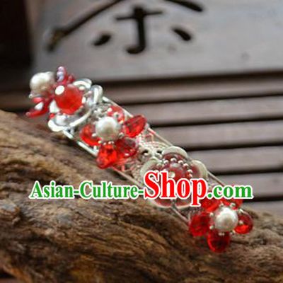 Traditional Chinese Classical Red Plum Hairpins Ancient Princess Hanfu Hair Accessories for Women
