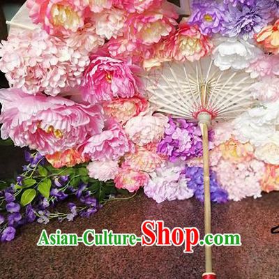Traditional Chinese Hanfu Pink Peony Umbrella Ancient Princess Umbrellas for Women
