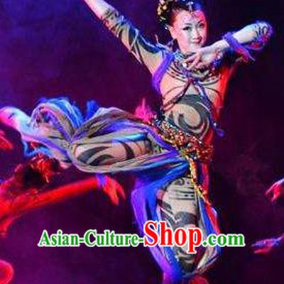 Chinese Tamrac Heaven Classical Dance Dress Stage Performance Costume and Headpiece for Women