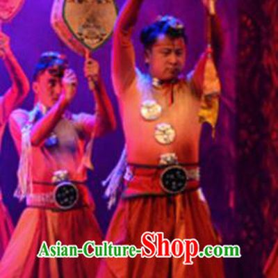 Chinese Tamrac Heaven Zang Nationality Clothing Stage Performance Dance Costume for Men