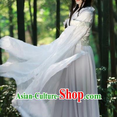 Chinese Cosplay Goddess Princess White Dress Ancient Female Swordsman Knight Costume for Women