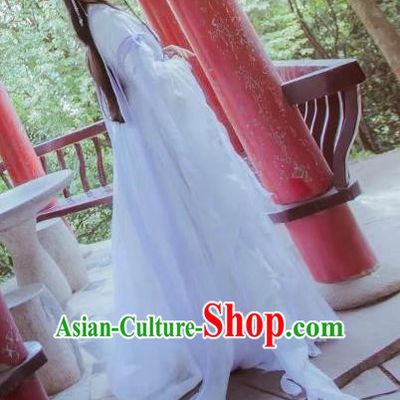 Chinese Cosplay Goddess Princess White Dress Ancient Female Swordsman Knight Costume for Women