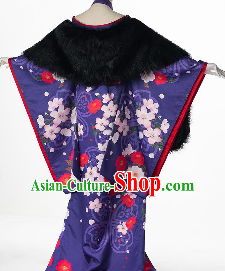 Traditional Japanese Purple Kimono Japan Yukata Dress for Women Traditional Japanese Purple Kimono Japan Yukata Dress for Women