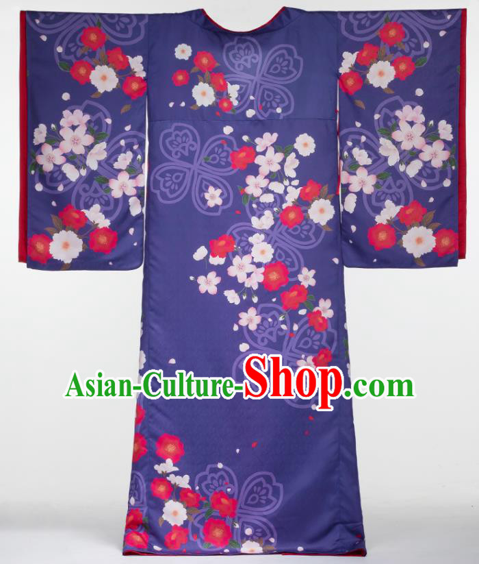 Traditional Japanese Purple Kimono Japan Yukata Dress for Women Traditional Japanese Purple Kimono Japan Yukata Dress for Women