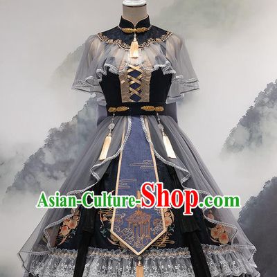 Top Grade Cosplay Princess Black Dress Halloween Fancy Ball Costumes for Women