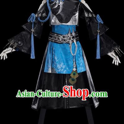 Traditional Chinese Cosplay Female Swordsman Black Dress Ancient Heroine Costume for Women
