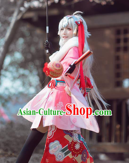 Traditional Japanese Cosplay Geisha Pink Kimono Japan Yukata Dress for Women Traditional Japanese Cosplay Geisha Pink Kimono Japan Yukata Dress for Women