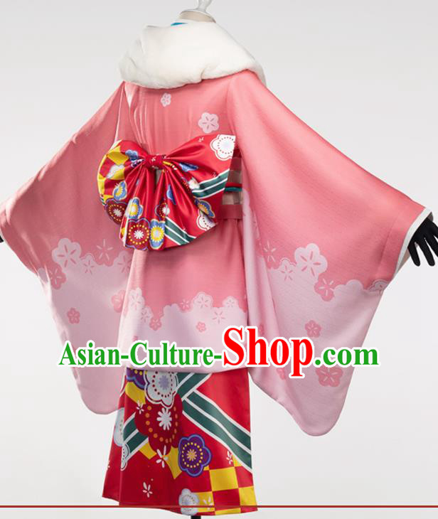 Traditional Japanese Cosplay Geisha Pink Kimono Japan Yukata Dress for Women Traditional Japanese Cosplay Geisha Pink Kimono Japan Yukata Dress for Women