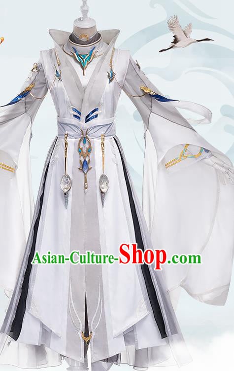 Traditional Chinese Cosplay Taoist Priest Grey Clothing Ancient Swordsman Costume for Men Traditional Chinese Cosplay Taoist Priest Grey Clothing Ancient Swordsman Costume for Men