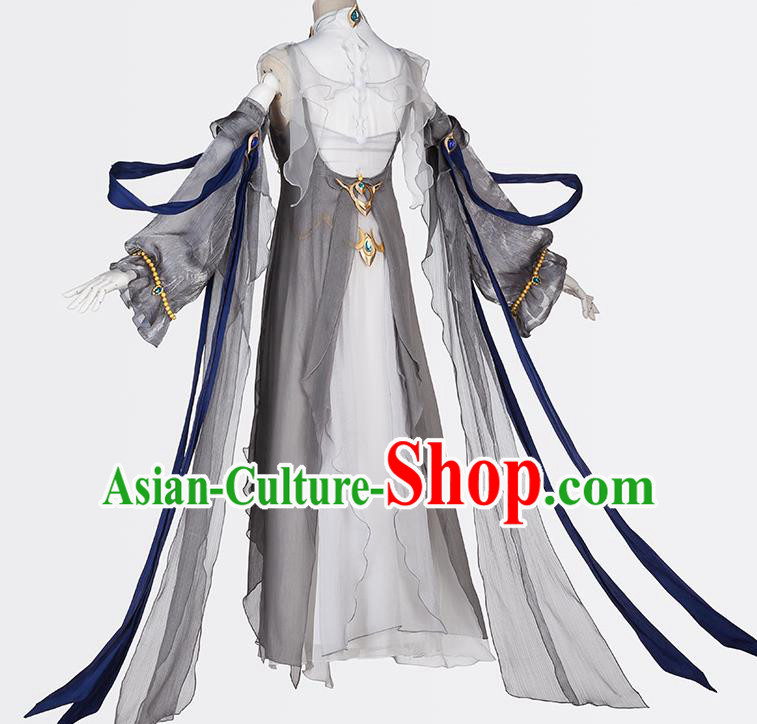 Traditional Chinese Cosplay Female Swordsman Grey Dress Ancient Heroine Costume for Women Traditional Chinese Cosplay Female Swordsman Grey Dress Ancient Heroine Costume for Women