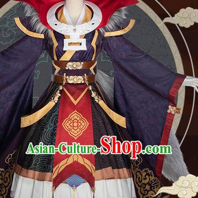 Traditional Chinese Cosplay Fairy Princess Purple Dress Ancient Heroine Costume for Women