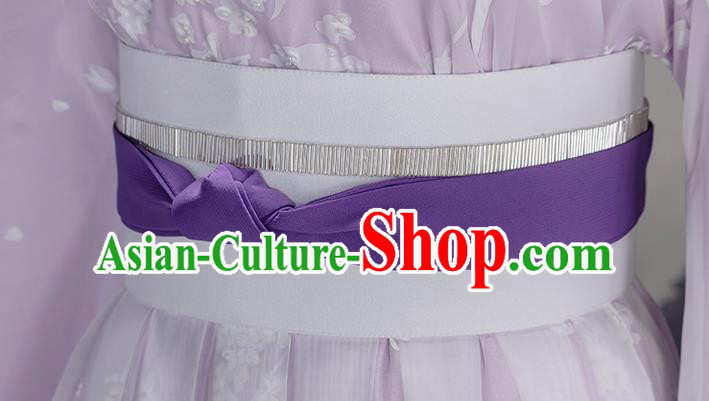 Traditional Chinese Cosplay Swordswoman Lilac Dress Ancient Princess Heroine Costume for Women