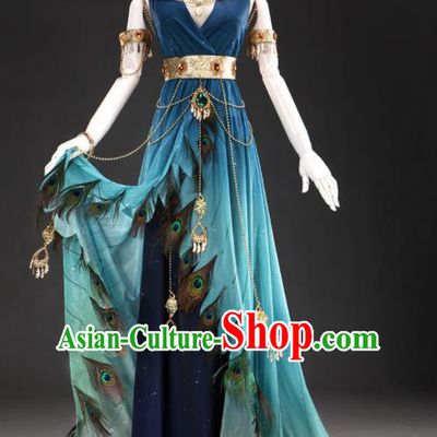 Top Grade Cosplay Queen Blue Dress Halloween Fancy Ball Costumes for Women